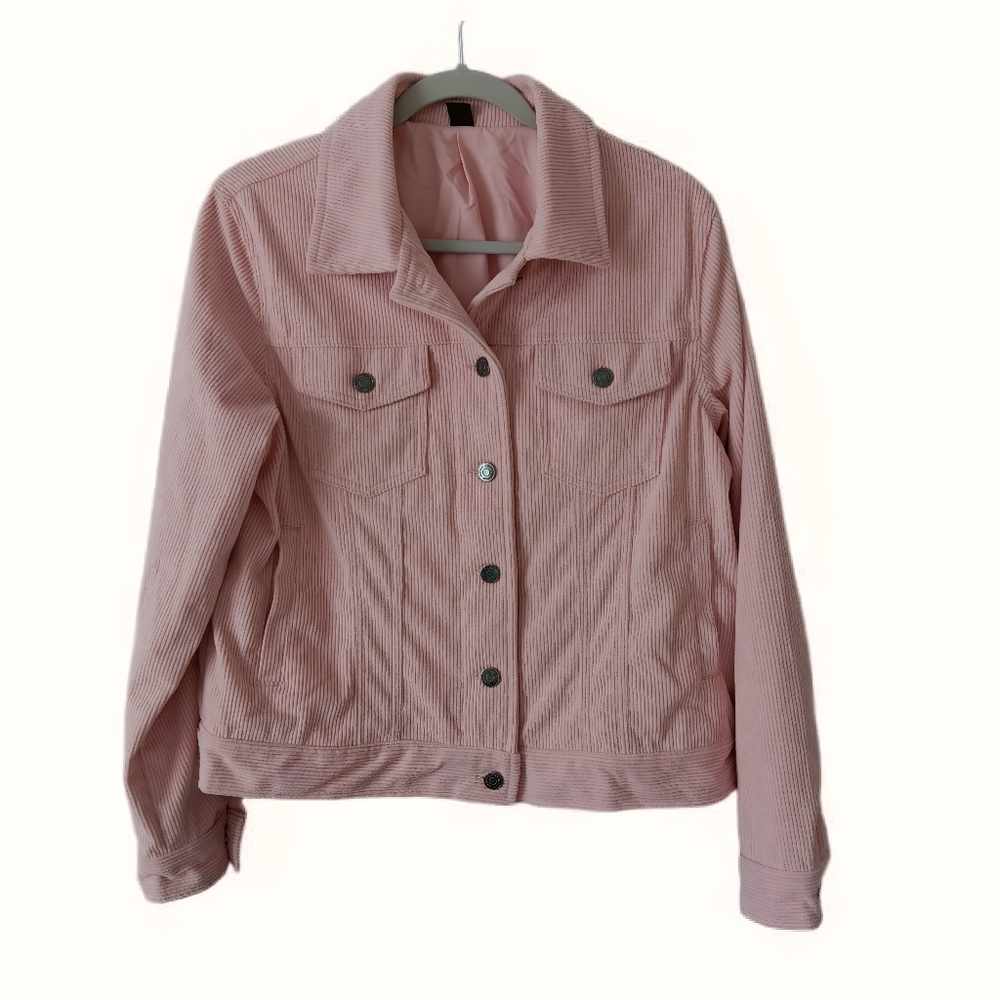 Women's Pink Corduroy Jacket Size M - Picture 3 of 5